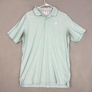 Puma‎ Arnold Palmer Polo Shirt Men's Medium Green Golf Umbrella All Over Print